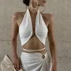 Tanks féminins Xeemilo Sexy Off Halter Top Elegant Backless Crop Crop Crop Summer skinny Femme Street Party Camisol