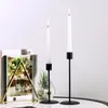 Candle Holders 2 Pcs Black Metal Retro Holder Romantic Candlelight Dinner For Living Room Dining Candelabra Table Decorations