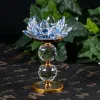 High-footed crystal lotus candlestick butter lamp base wedding supplies crystal ornaments lotus Buddhist supplies