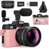 Digital Camera for Photography 48MP 4K Vlogging Camera for YouTube Video Camera with Wide Angle Macro Lenses, 16X Digital Zoom, Flip Screen, External Microphone
