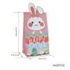 12pcs / lot Sacs-cadeaux de lapin mignons sacs bonbons sacs de baby shower anniversaire sacs de biscuits box de bonbons avec cartes 3D décorations de Pâques