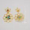 dangle earrings luxury Jewelry女性のための光沢のあるラインストーンの花Bohemia Hoop Copper Statemen