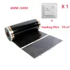 8m2 / lot Film de chauffage infrarouge 50 cm * 20m avec thermostat WiFi intelligent 400W / m2 kits de tapis de sol chaud pour chauffage à la maison sous le plancher