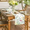 Daisy Eucalyptus Lavande Floral Feuilles de linge d'été Runner Spring Kitchen Dining Table Decor Holiday Wedding Party Decor