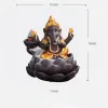 1pc, lótus cerâmica lótus indiano ganesha elefante deus buda estátuas backflow incense queimador de queimador buda incenso retenha decoração de casa te chá de chá