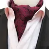 Męskie vintage Paisley Floral Strapeed Wedding Formal Cravat Ascot Scrunk Self Brytyjczyk dżentelmen poliester szyi krawat 240409