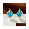 Boucles d'oreilles en lustre en peluche vintage Couleur de marquise Clip de forme pour femmes blancs sapphire bleu en pierre bleue cadeau d'anniversaire
