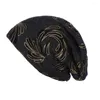 Basker kvinnor tryck blommig Braid Hat Ramadan Muslim Ruffle Islamic Ounderscarf Hijab Scarves Caps Saudi Arabia Dubai