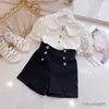 Set di abbigliamento elegante moda harajuku slim fit abiti per bambini sciolto casual tutti i cortometraggi sportivi con bottone solido set da due pezzi