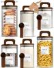 Pottes alimentaires Canisters Jar de lass premium Set 6 Canisters avec Airtiht Natural Acacia LIDS Étiquettes personnalisées Couvoirs de Food Storae Pantry L49