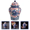 Opslagflessen blauw en witte thee kan keramische voedselbus potcontainer gedroogd fruit pot keramiek verzegeld