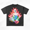 Camisetas para hombres Camisa de la moda de la moda de verano 2023 Camiseta suelta amante gótico Neck redondear Y2K Casual Kpop Skull Impresión de la letra del hombre J240409