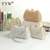 Luxury Crystal Evening Clutch Bag Lady Elegant Wedding Purse Women Plastic Pearl Handbags Party Dinner Bling Shoulder Bags 240329