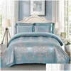 Ensembles de literie Café Bleu Luxury Silk Jacquard Coton Litclothes Queen King Size 4 6 PCS DUVET ER ER LIGNE DE LIGNE EN SEPLE