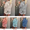 Home Clothing Herbst Winter Winter Langarm Bär Ohr und Shorts Pyjama Set Women Flanell mit Kapuze warme Nachtwäsche Nachtwäsche