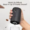 Klt elektrisk kaffekvarn justerbar med 5 exakt slipinställning kryddkvarn USB laddningsbar med rengöringsborste
