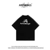 Arewinst Shirt American Designer High Street Style Stitching Letter Embroidery Sports Style Short Sleeve Men's and Women's Summer Loose Tops