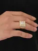 Nuevo cuadrado de diamante de diamante de diamante anillo de hip hop estilo tendencia de anillo de hombre personalizado