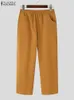 Zanzea Women Solid Color Trouser Zomerpotlood Long Pant Casual Elastische taille Pantalones Fashion Pocket Stitching Pants 240408