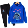 Mädchen Stitch Hoodie Set Kids Long Sleeves Outfits 3-14 Jahre Kindersets Baby Boys Freizeit-Tracksuit Hoodie + Hosen Sets