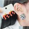 Stud Earrings Geometric Acrylic Set Of Three Pieces Heart-Shaped Circar Hexagonal Leopard Print Polka Dot Personalized Jewelry Drop De Otuqq