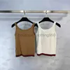 T-shirt de créateur de t-shirt pour femmes Nouveau décolleté minimaliste brodé brodé et polyvalent tricot à rayures