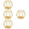 Candle Holders 4 Pack Delicate Candlestick Stand Metal Lantern Coffee Table Iron Adorn Glass