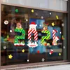Fönsterklistermärken julglasvägg klistermärke avtagbart hushåll kreativ jultomten snögubbe bakgrundsdekoration nummer dekal