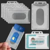 사무실 수직 수평 작업 카드 홀더 커버 다기능 명확한 하드 플라스틱 배지 ID 카드 소매 홀더 보호자 케이스
