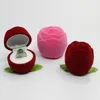 Flower shape Gift Wrap Jewelry Boxes Cute Rose Flocking Ring Case Earring Ear Stud Cases Gifts Container Display Jewelry-Box T9I002610