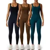 Kvinnor Solid Backless Seamless Ribbed Secondskin känner dig åtstramande sporttank Jumpsuit Spring Summer Clothes Women Comfo 240409