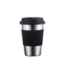 Tassen 1pc Edelstahl Tasse Tragbare Kaffeetasse mit Stroh Silicon Deckel Schwarz Handmilch Home Office Ins Getränkeware