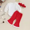 Vêtements ensembles nés bébé fille de Noël tenue à manches longues horliés pantalon évasé bande 3pcs vêtements d'automne pour nourrissons