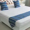 National Style Green Bedspreads 고품질 블루 베드 러너 던지기 침구 퀸 킹 침대 깃발 수건 홈 호텔 장식