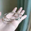 Card tiktok transmisión en vivo blanca cobre plateado pulsera doble anillo de anillo doble pulsera de pulsera sólida para niña para novia