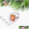 Cluster Rings European Women Oval Orange Cz Crystal Engagement 925 Sterling Sier Bands Jewelry Wholesale Anillos Bague Drop Delivery R Otvfb