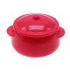 1:12 Dollhouse Miniature Kitchen Red Plastic Soup Pot Binaural Soup Pot With Lid Diy Scene Accessories Doll Play House Toys