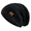 Yeni Unisex Sarkık Kış Şapkaları Kürk Çizeli Erkekler ve Kadınlar Sıcak Beanie Cap Sıradan Etiket Dekor Kış Örme Şapkalar