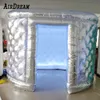 5m Dia (16.5ft) Silver White Diamond Pattern Oval Inflatable Photo Booth PhotoBooth Tent Enclosure with Inner air blower and LED light