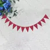 Party Decoration 1PC 280x170cm Triangle Bunting Banner Plaid Decorative Pennant Burgee Pull Flag (Red White)