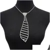 Chains Shiny Rhinestones Long Necktie Necklace With Adjustable Extended Chain For Women S Party Drop Delivery Jewelry Necklaces Pendan Ot2Gv