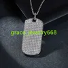 Hip Hop Dog Tag Pendant Charms 925 Sterling Silver Men Bijoux Full Moisanite Diamond Colliers pour garçons