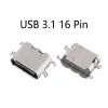 5st/Lot USB 3.1 SMD 90 graders laddningskontakt Contector Type C 16 Pin 0,8 1,6 mm för laddningsbryggans hamnuttag