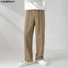 Herrenhosen Incerun Männer lässig Solid Color Jogger losen elastische Taille gerade Hosen Streetwear 2024 Mode Korean Long