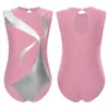 Scene Wear Kids Girls Shiny Dimonds ärmlös Gymnastik Ballet Dance Leotard Unitard Figure skridskoåkning Jumpsuit Dancewear