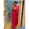 Basis Casual jurken Trafza zomer dames solide 3D asymmetrische mode elegante vrouw oversized One Shoder lange mouw druppel levering dhuvq