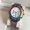 Designer lao colorato diamond rainbow di business quartz orologio