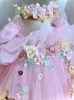 2024 Childrens Princess Evening Gown Sleeveless Pearls Appliques Design Wedding Birthday Baptism Party Girls Dresses A3649 240326