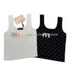 Full Rhinestone Tanks Top Women Letter Embroidered Vest U Neck Knits T Shirt Sleeveless Vests