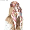 Scarves 90x90CM Silk Scarf Women Headband Birthday Party Headscarf Foulard Femme Luxe Marque Bandana Hair Band Bandeau Cheveux Hoofddoek240409